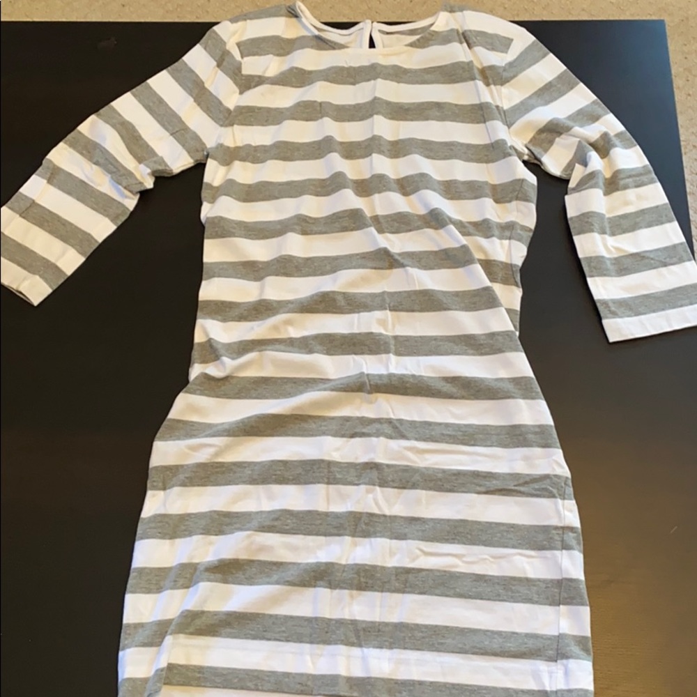 Grey and White Striped French Connection Dress